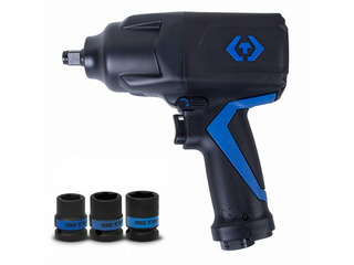 Гайковерт пневматический ударный 1/2", 1288 Нм, в комплекте 3 торцевые головки