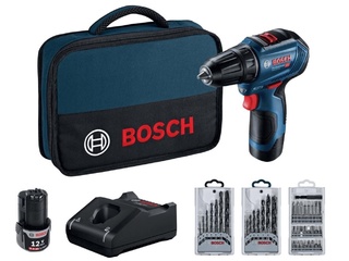 Аккумуляторная дрель-шуруповерт Bosch GSR 12V-30 + набор оснастки