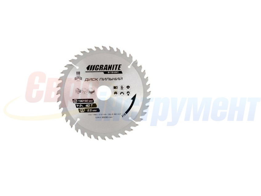 Диск пильный по дереву GRANITE 190x30x40Т
