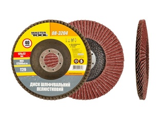 Диск шлифовальный лепестковый конусный MASTERTOOL Т29 зерно 40 125x22 мм