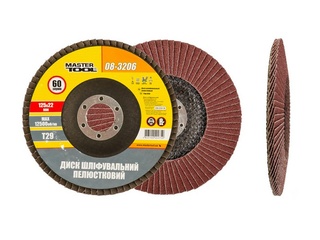 Диск шлифовальный лепестковый конусный MASTERTOOL Т29 зерно 60 125x22 мм