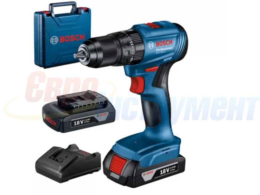 Аккумуляторная ударная дрель-шуруповерт Bosch Professional GSB 185-LI 2 x 2,0 Ач